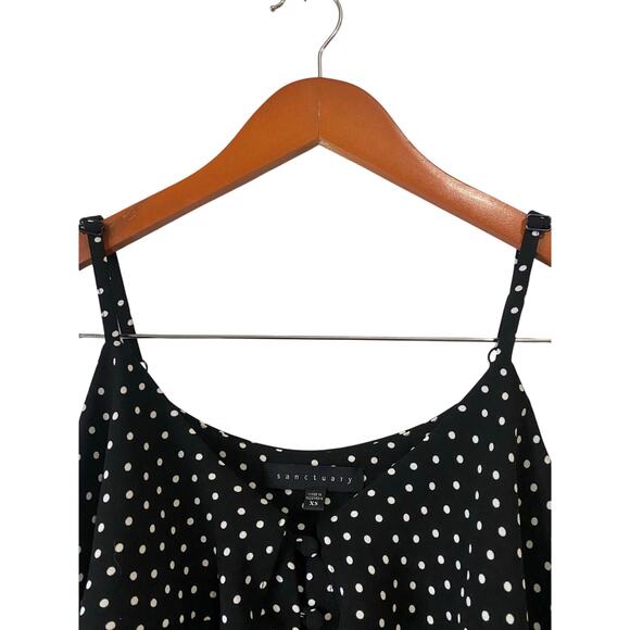 Sanctuary Rafaela Button Mini Dress XS Black White Polka Dot Ruffle Preppy Twee - Picture 10 of 15